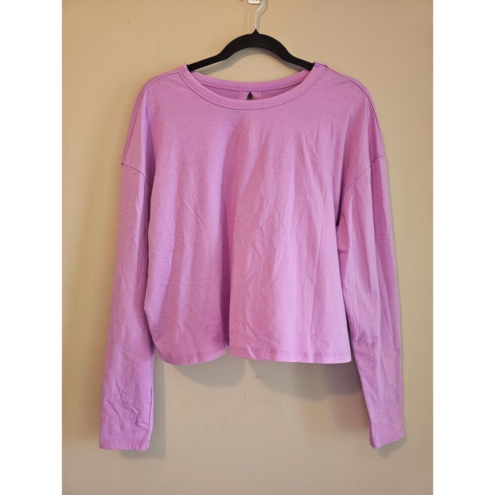 Athletic Long Sleeved pink/purple Top Size Large open back-Apana